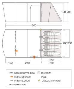 Vango Aether Poled 450XL Tent (2022) -Vango Shop aether 450xl floorplan low