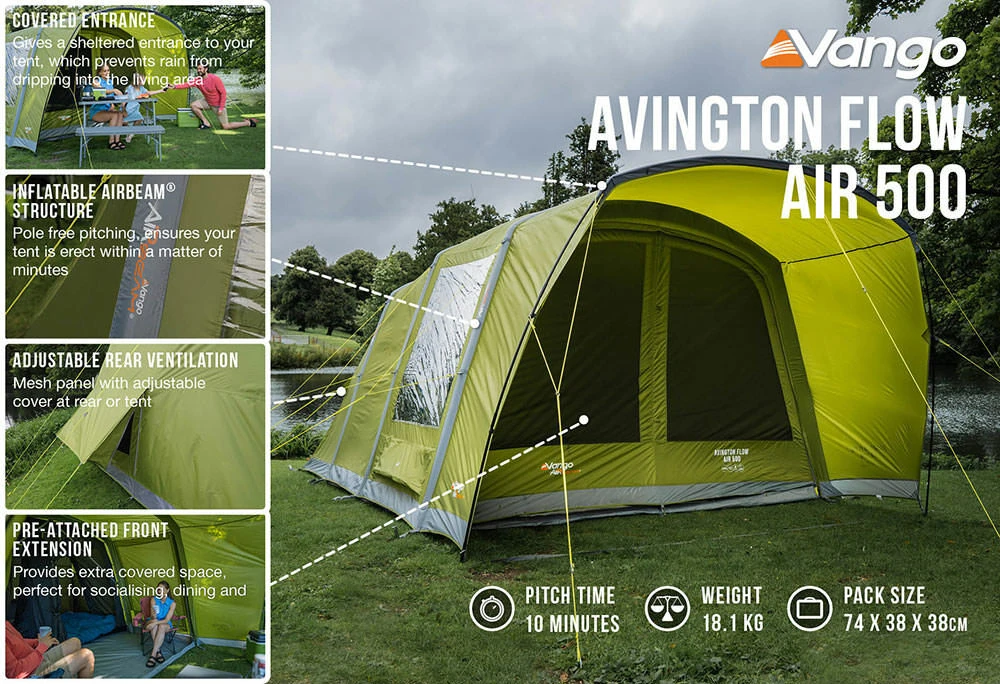 Vango Airbeam Vango Avington Flow Air 500 Tent (2022) 6 Vango Airbeam Vango Avington Flow Air 500 Tent (2022) - Image 6