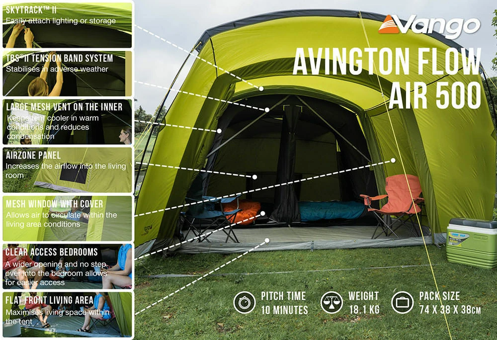 Vango Airbeam Vango Avington Flow Air 500 Tent (2022) 7 Vango Airbeam Vango Avington Flow Air 500 Tent (2022) - Image 7