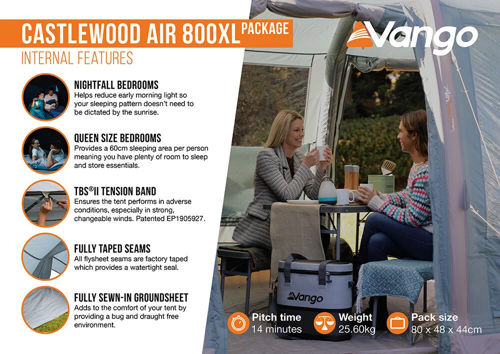 Vango Airbeam Vango Castlewood Air 800XL Tent Package (2023) 5 Vango Airbeam Vango Castlewood Air 800XL Tent Package (2023) - Image 5