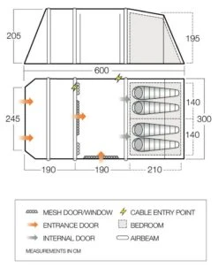 Vango Airbeam Vango Joro Air 450 Eco Dura Tent Package (2023) -Vango Shop joro air 450 floorplan low 1