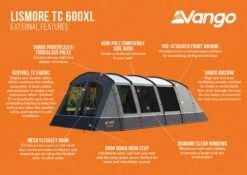 Vango Lismore TC 600XL Poled Tent Package (2023) -Vango Shop lismore tc 600xl infographic