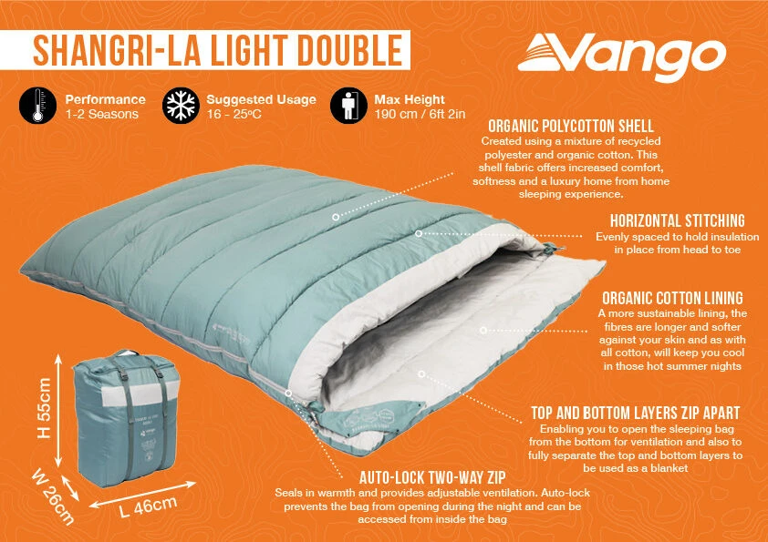 Vango Shangri-La Light Double Sleeping Bag (2023) 4 Vango Shangri-La Light Double Sleeping Bag (2023) - Image 4